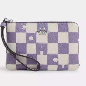 Coach Corner Zip Wristlet with Checkerboard Violet